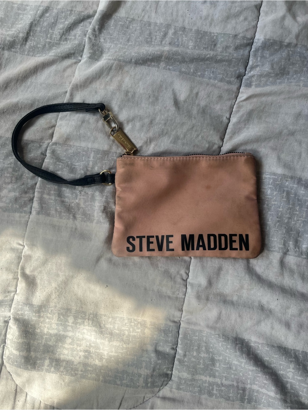 Steve Madden Blush Pink Wristlet Pouch with Black Strap